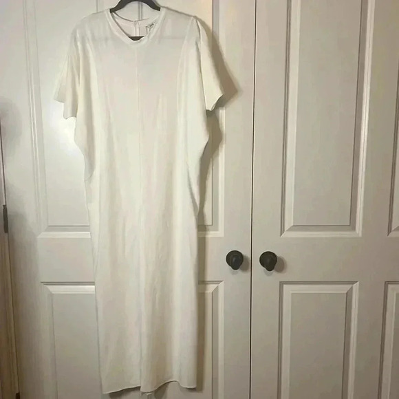 NWT Zara White Flowy Midi Back Slit Dress - Picture 7 of 11